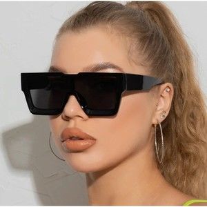 Black Sunglasses Large Oversized XL Square Lady Women Retro Vintage SHADZ